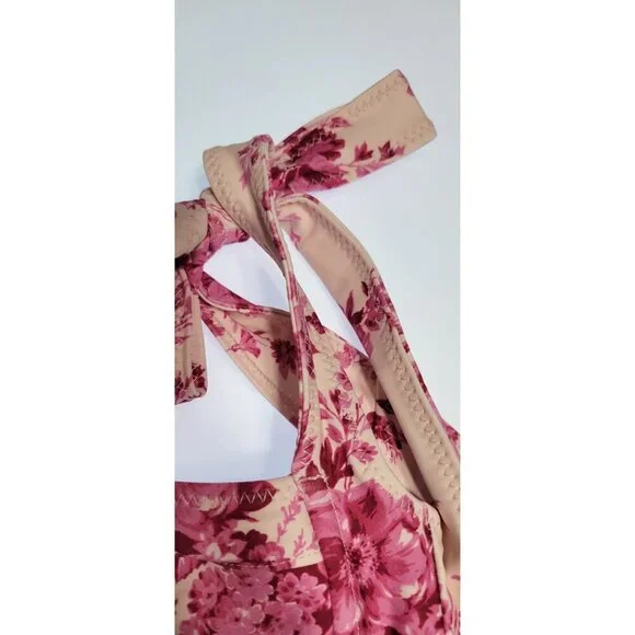 SAME LOS ANGELES BIKINY TOP LARGE WOMENS WHITE/PINk UNDERWIRE FRENCH FLORAL SWIM